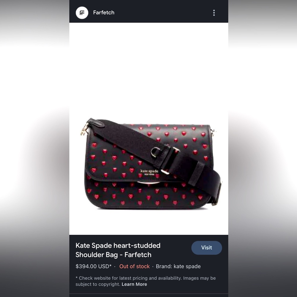 KATE SPADE heart studded shoulder purse